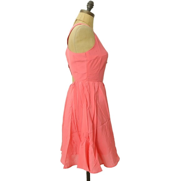 Line & Dot Revolve Silk Dress Size S Fit & Flare Cross Back Coral Pink NWT B32 - Picture 3 of 5
